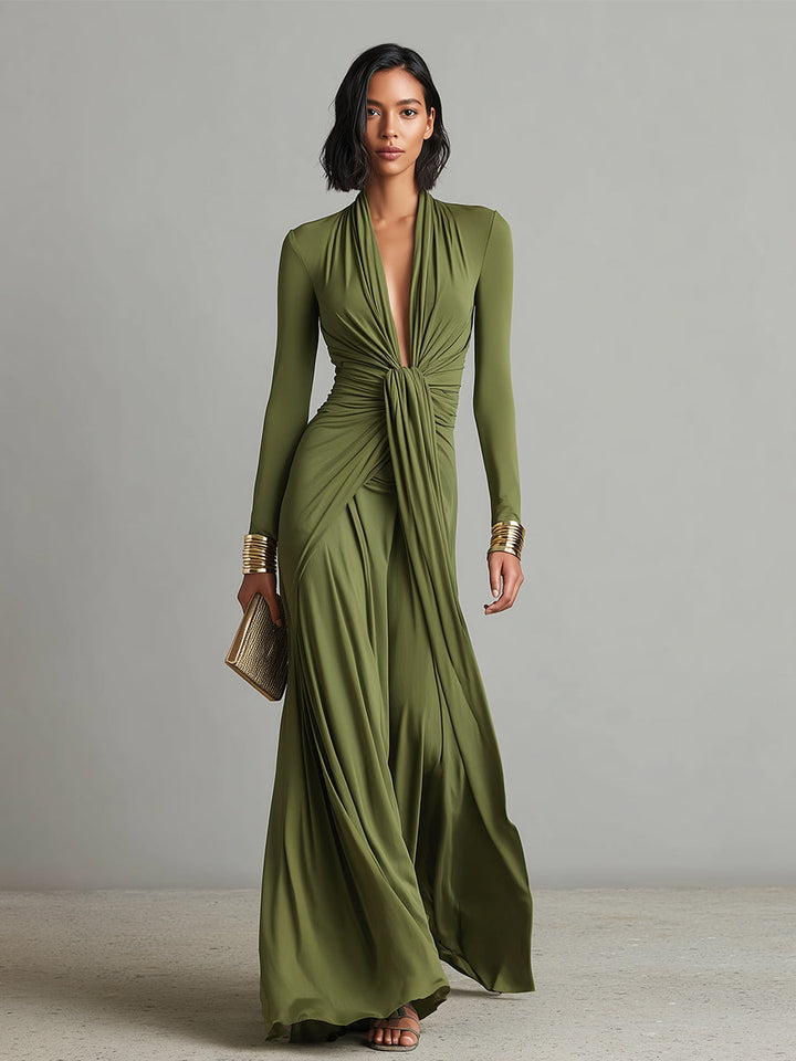 Geneviève | Robe Maxi en Soie Col V Profond