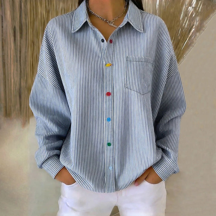 Chelsea | Blouse rayée élégante aux détails colorés