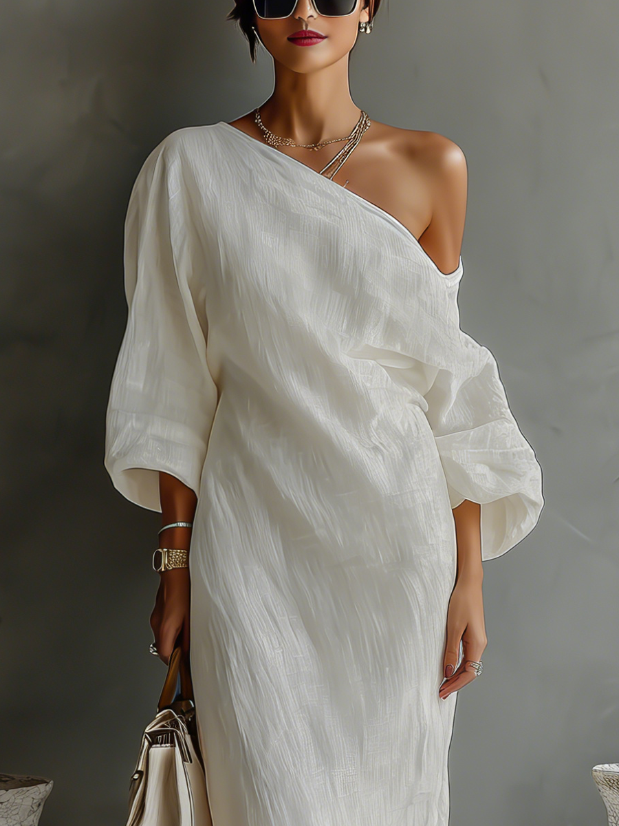 Agnès | Robe Maxi Lin Épaules Nues Fluide
