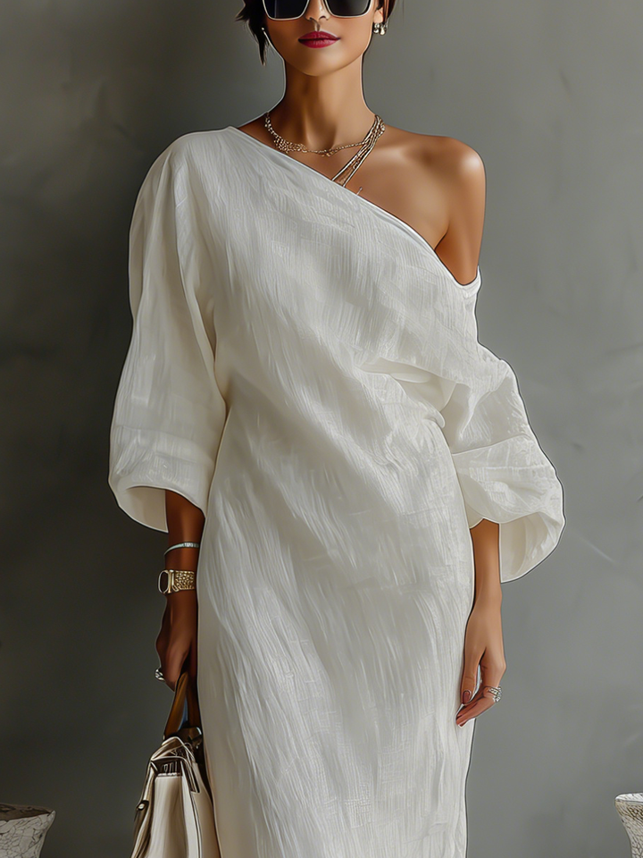 Agnès | Robe Maxi Lin Épaules Nues Fluide