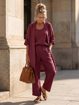 Linnea | Ensemble trois pièces en lin et coton au charme naturel