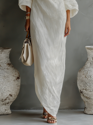 Agnès | Robe Maxi Lin Épaules Nues Fluide