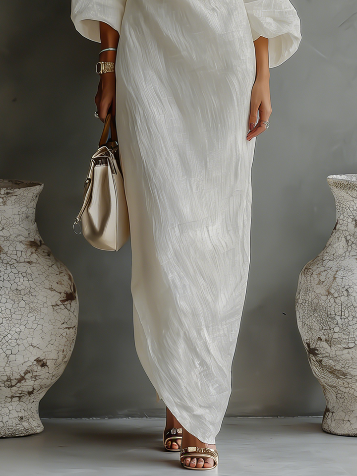 Agnès | Robe Maxi Lin Épaules Nues Fluide