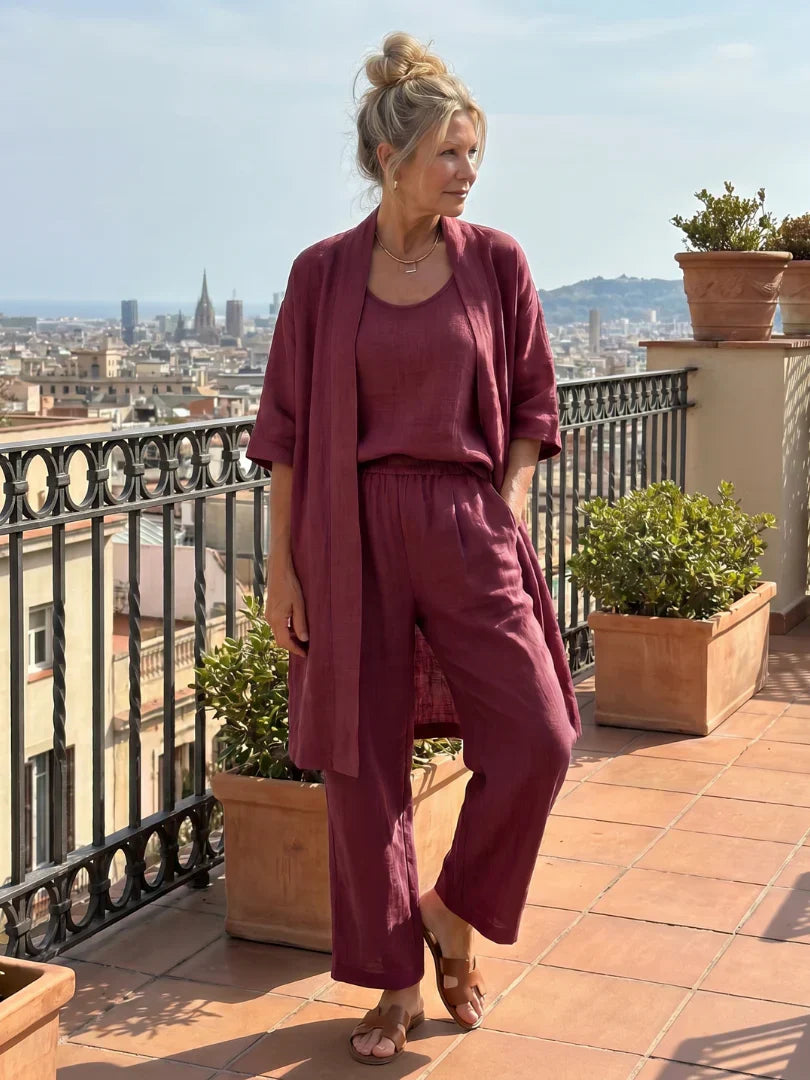 Linnea | Ensemble trois pièces en lin et coton au charme naturel