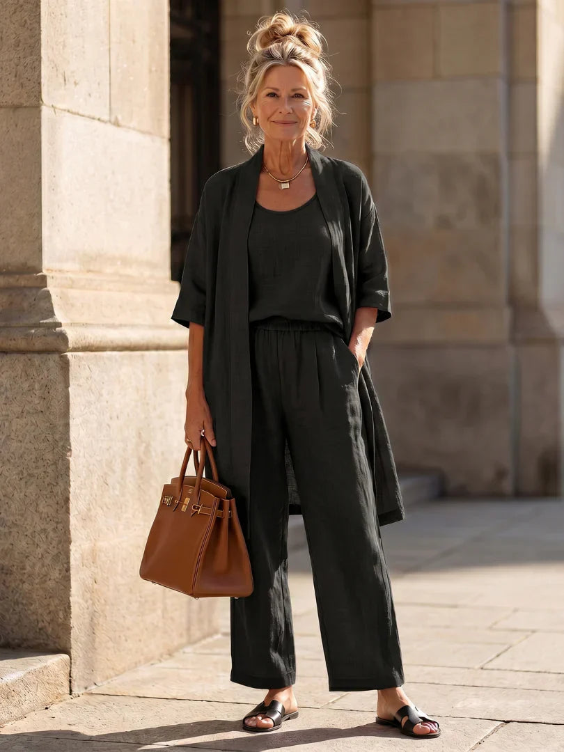 Linnea | Ensemble trois pièces en lin et coton au charme naturel