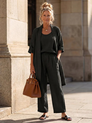 Linnea | Ensemble trois pièces en lin et coton au charme naturel