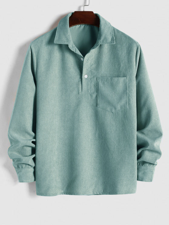 Benoît | Chemise en velours côtelé à demi-boutons