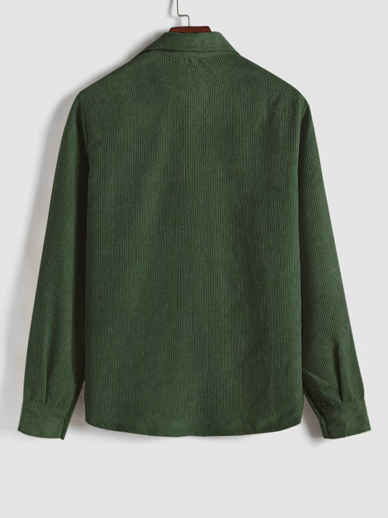 Benoît | Chemise en velours côtelé à demi-boutons