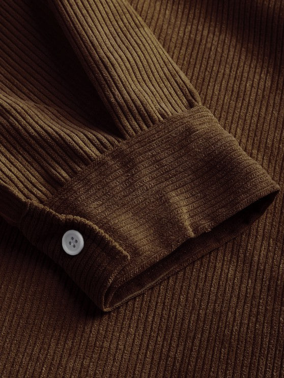Benoît | Chemise en velours côtelé à demi-boutons