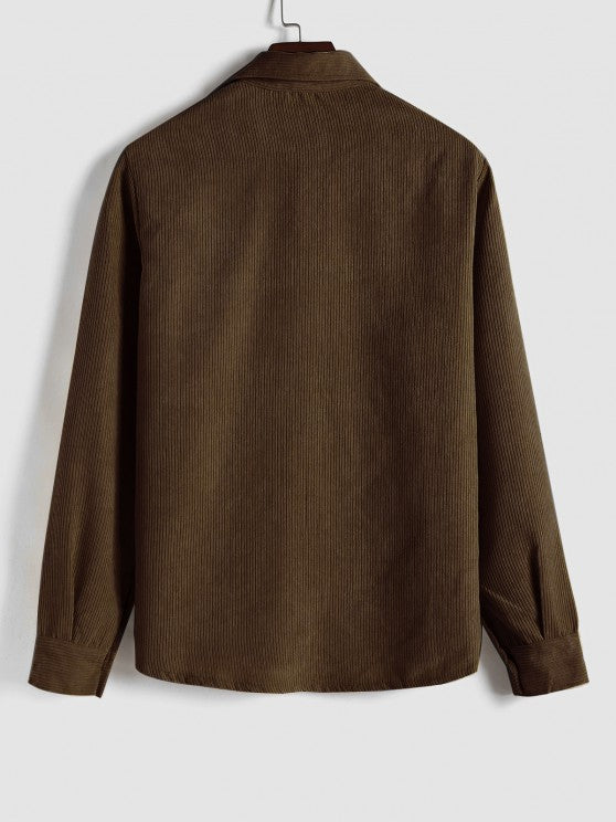 Benoît | Chemise en velours côtelé à demi-boutons