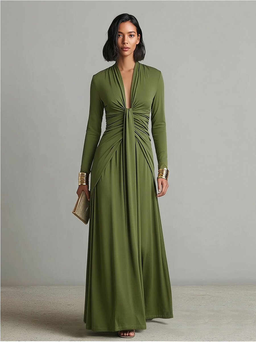 Geneviève | Robe Maxi en Soie Col V Profond