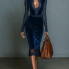 Véronique | Robe Midi en Velours Col V