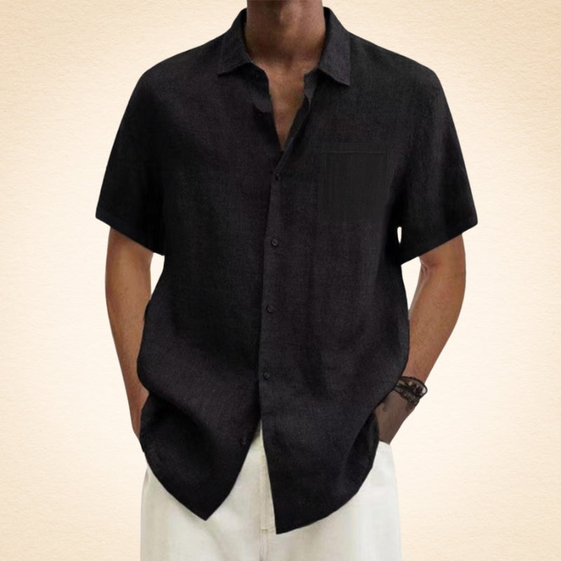 Tom | Chemise Élégante en Lin Col Mao