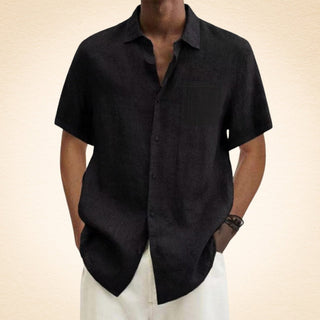 Tom | Chemise Élégante en Lin Col Mao