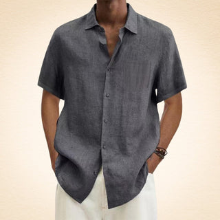Tom | Chemise Élégante en Lin Col Mao