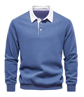 Polo col contrastant bleu marine, vue de face