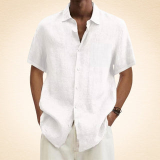 Tom | Chemise Élégante en Lin Col Mao