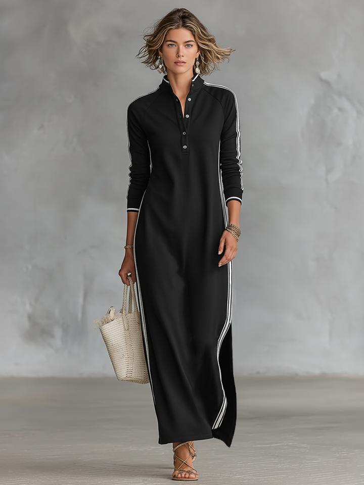 Joëlle | Robe Maxi Sweat Boutonnée