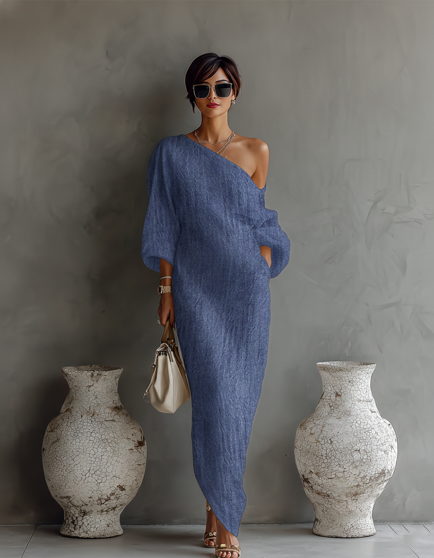 Agnès | Robe Maxi Lin Épaules Nues Fluide