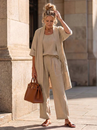 Linnea | Ensemble trois pièces en lin et coton au charme naturel
