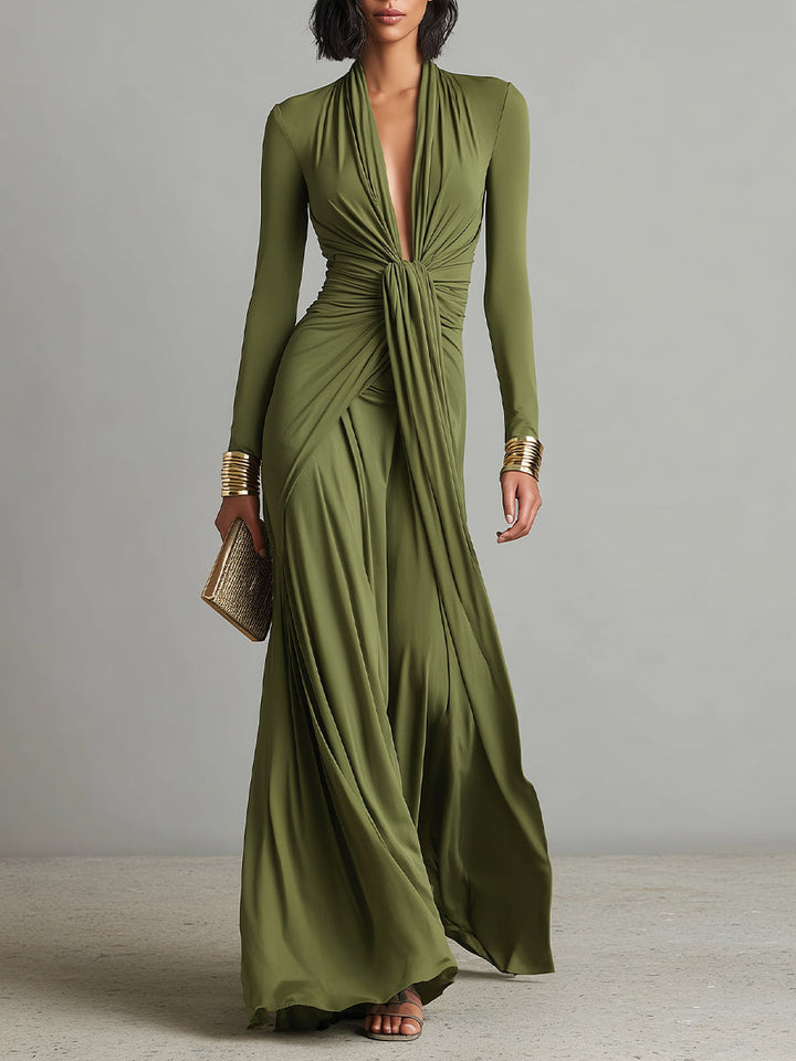 Geneviève | Robe Maxi en Soie Col V Profond