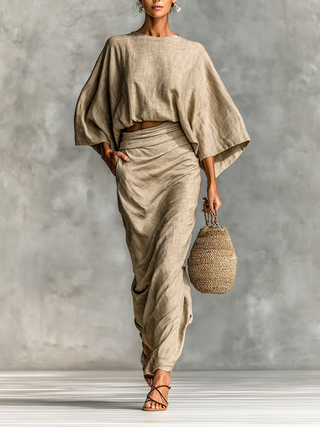 Hortense | Ensemble Coton Lin Robe Longue