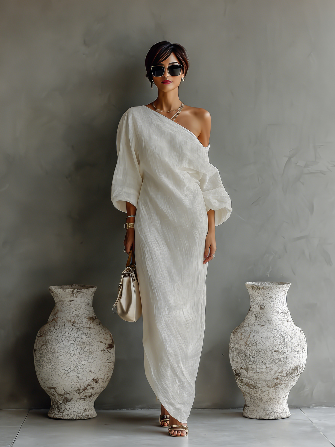 Agnès | Robe Maxi Lin Épaules Nues Fluide