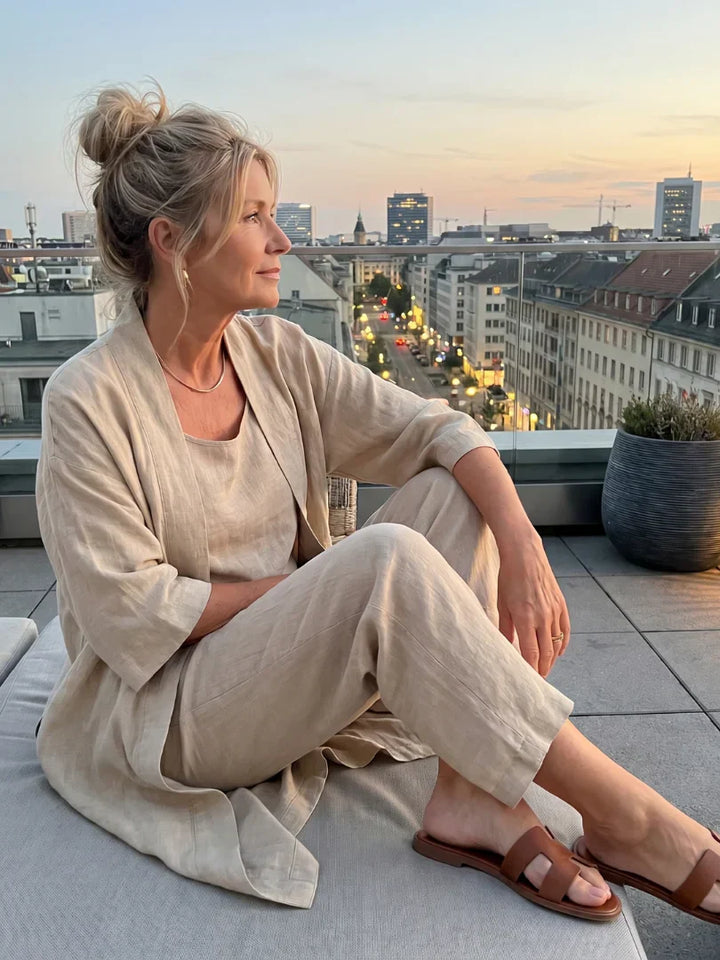 Linnea | Ensemble trois pièces en lin et coton au charme naturel