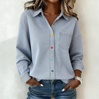 Chelsea | Blouse rayée élégante aux détails colorés