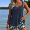 Céleste | Ensemble Tankini Rayé avec Short de Plage