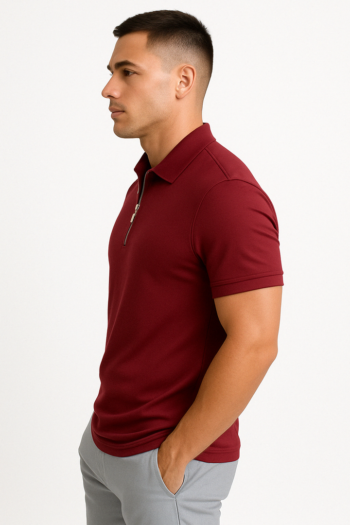 Florian | Polo moderne à zip mi-haut