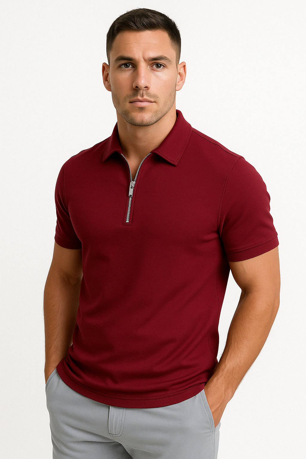 Florian | Polo moderne à zip mi-haut