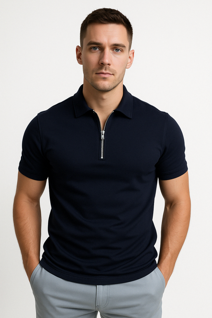 Florian | Polo moderne à zip mi-haut