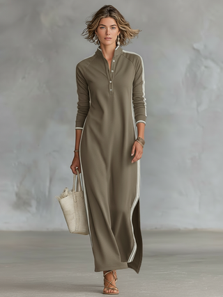 Joëlle | Robe Maxi Sweat Boutonnée
