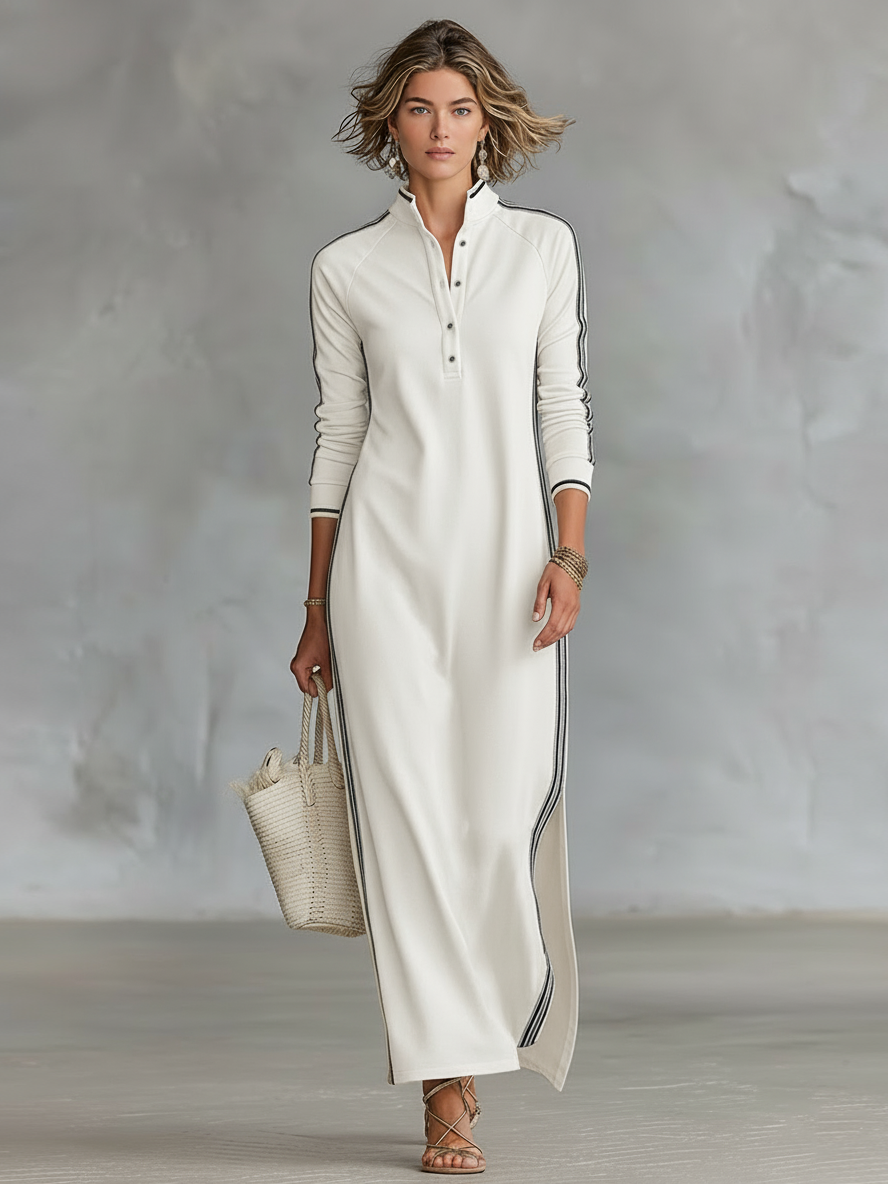 Joëlle | Robe Maxi Sweat Boutonnée