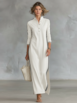 Joëlle | Robe Maxi Sweat Boutonnée