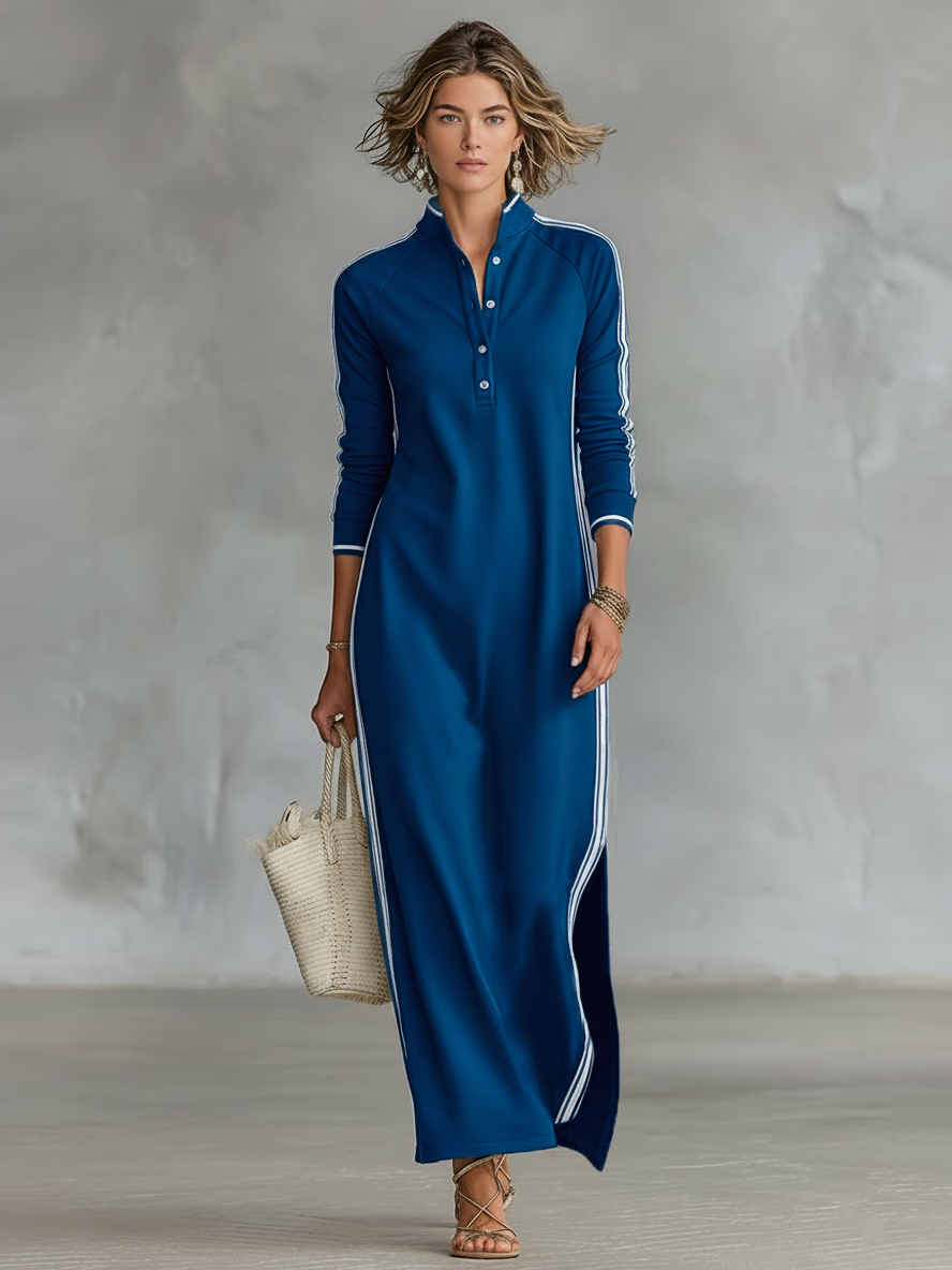 Joëlle | Robe Maxi Sweat Boutonnée