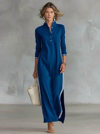 Joëlle | Robe Maxi Sweat Boutonnée