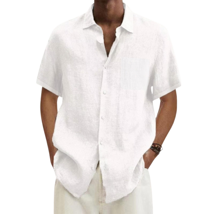 Tom | Chemise Élégante en Lin Col Mao