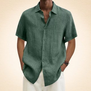Tom | Chemise Élégante en Lin Col Mao