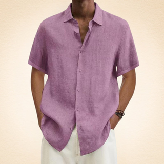 Tom | Chemise Élégante en Lin Col Mao