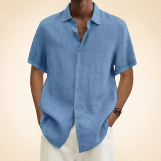 Tom | Chemise Élégante en Lin Col Mao