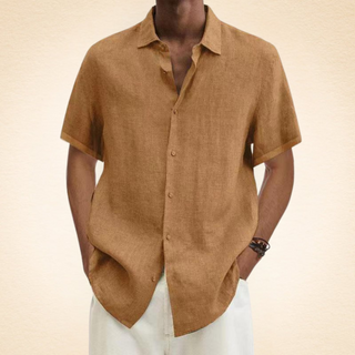 Tom | Chemise Élégante en Lin Col Mao