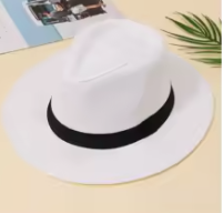 Chapeau de paille à bord large blanc