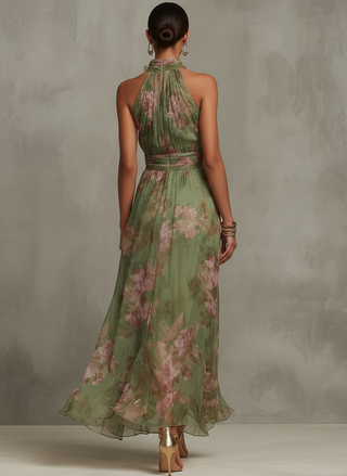 Livie | Robe longue élégante à motif floral et encolure dos nu
