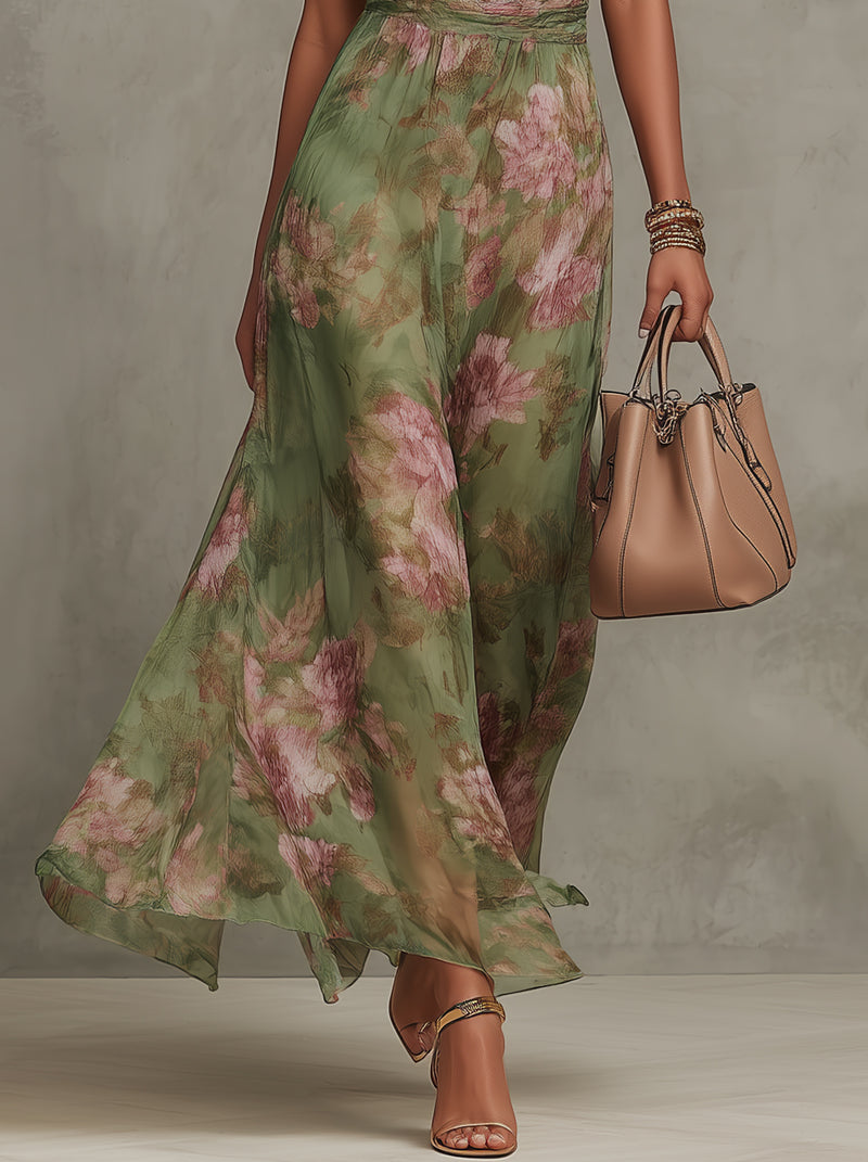 Livie | Robe longue élégante à motif floral et encolure dos nu