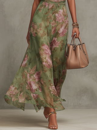 Livie | Robe longue élégante à motif floral et encolure dos nu