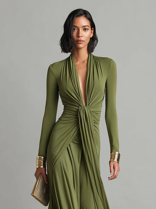Geneviève | Robe Maxi en Soie Col V Profond