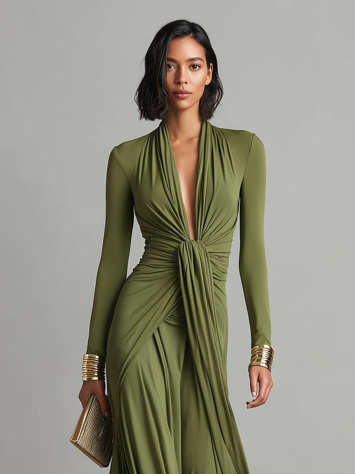 Geneviève | Robe Maxi en Soie Col V Profond