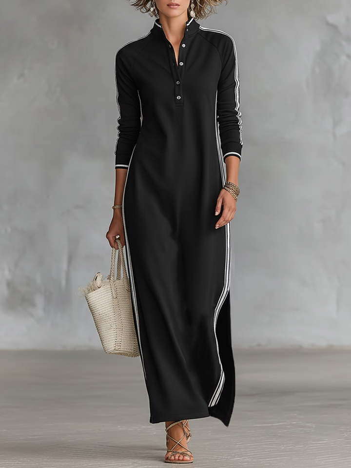 Joëlle | Robe Maxi Sweat Boutonnée
